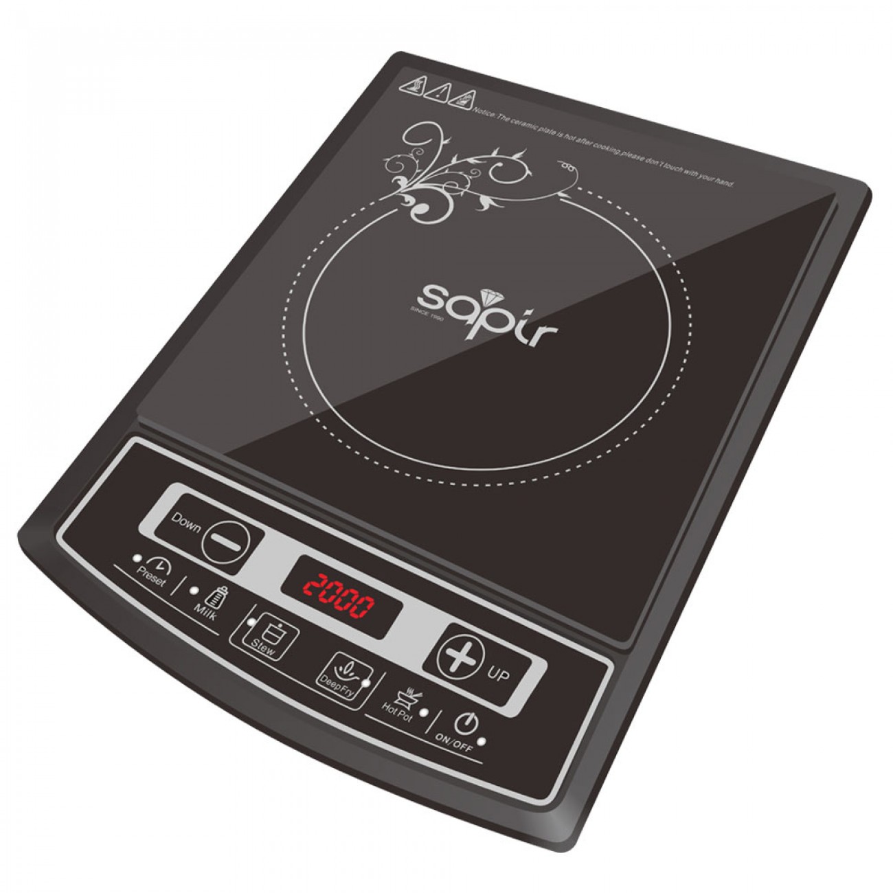 Индукционен котлон SAPIR SP 1445 LG, 2000W, LED екран, 4 функции, 8 степени Индукционен котлон SAPIR SP 1445 LG, 2000W, LED екран, 4 функции, 8 степени в Котлони - SAPIR | Alleop