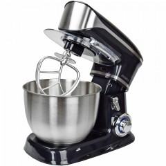 Планетарен миксер с иноксова купа Royalty Line RL-PKM1900.7, 1900W, 6.5 литра, 6 скорости + Pulse, Приставки, Черен