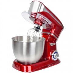 Планетарен миксер с иноксова купа Royalty Line RL-PKM1900.7, 1900W, 6.5 литра, 6 скорости + Pulse, Приставки, Червен