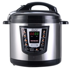 Мултикукър под налягане - херметик ZEPHYR ZP 1985 B6, 12 програми, 6 л, 1000 W, Таймер, Отложен старт, Аксесоари, Книжка с рецепти, Черен/сребрист