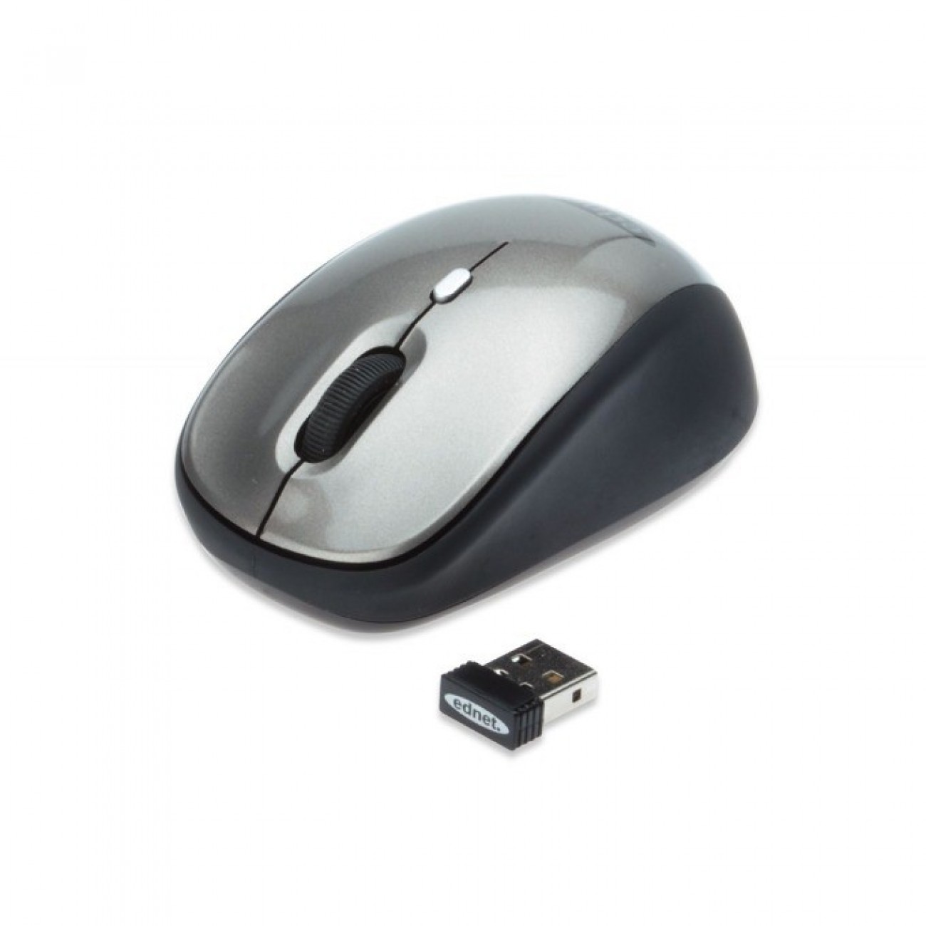 Мишка Ednet 81165, оптична (1600 dpi), безжична до 10м обхват, сиво/черна, On/Off бутон Мишка Ednet 81165, оптична (1600 dpi), безжична до 10м обхват, сиво/черна, On/Off бутон в Мишки - | Alleop