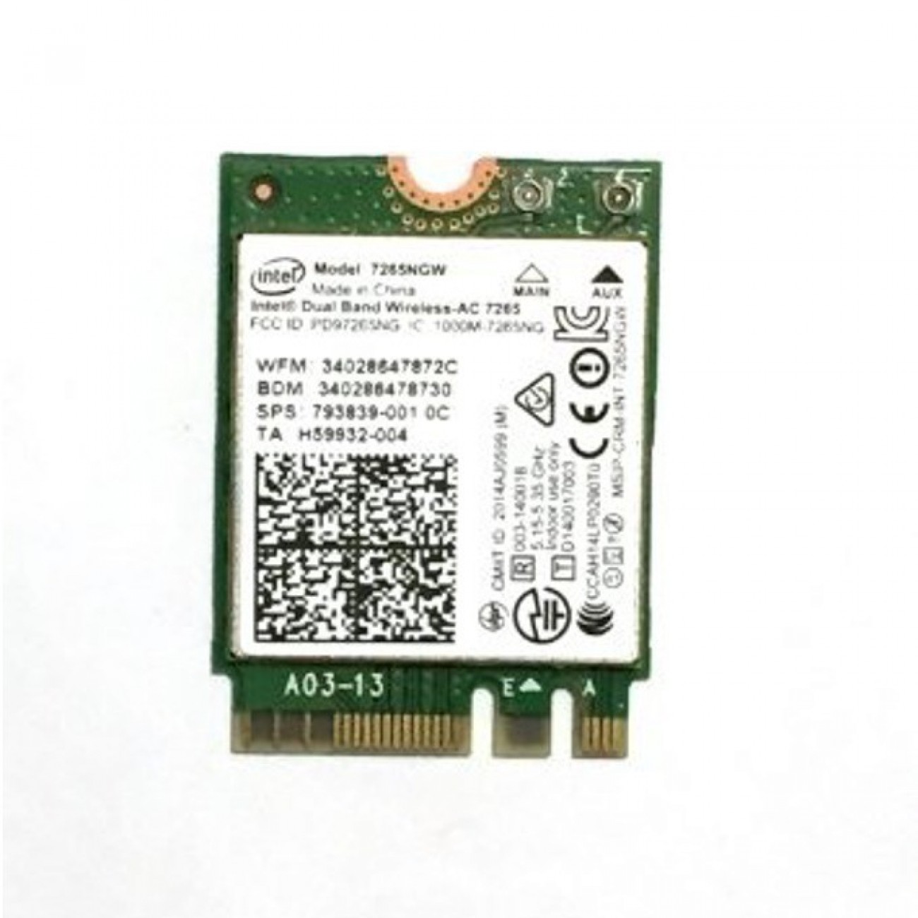 Мрежова карта Intel Dual Band Wireless-AC 7265, 867 Mbps, mini PCI-E Мрежова карта Intel Dual Band Wireless-AC 7265, 867 Mbps, mini PCI-E в Резервни части - | Alleop