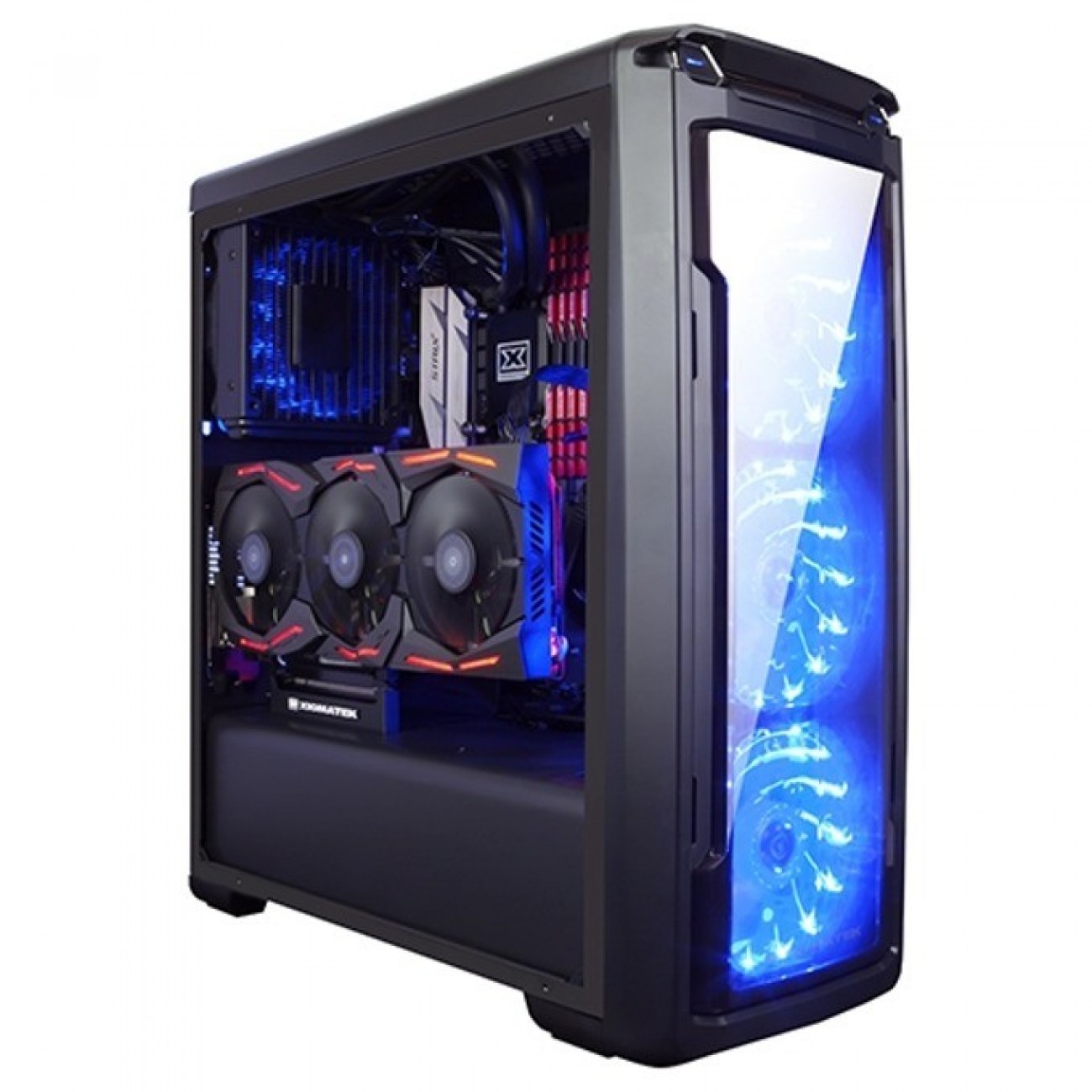 Кутия Xigmatek Hawthorn Black, ATX / Mini ITX / Micro ATX, 1x USB 3.0 / 2x USB 2.0, 4x вентилаторa 120mm (Сини LED), черенa, без захранване Кутия Xigmatek Hawthorn Black, ATX / Mini ITX / Micro ATX, 1x USB 3.0 / 2x USB 2.0, 4x вентилаторa 120mm (Сини LED), черенa, без захранване в Компютърни кутии - | Alleop