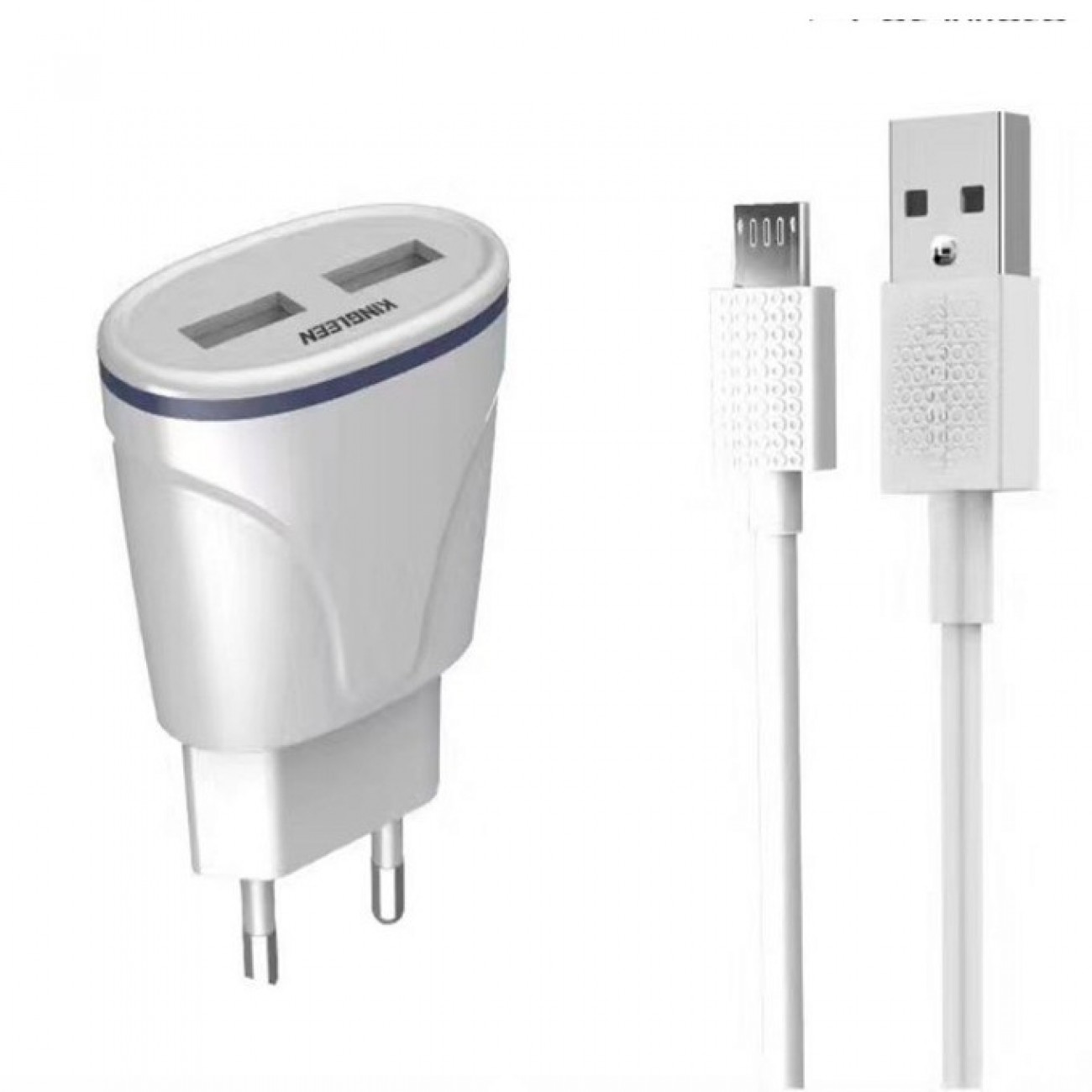 Зарядно устройство Kingleen от контакт към 2x USB A(ж), 5V/2.1, с кабел от USB A(м) към USB C(м), бяло Зарядно устройство Kingleen от контакт към 2x USB A(ж), 5V/2.1, с кабел от USB A(м) към USB C(м), бяло в Перални и Сушилни - | Alleop