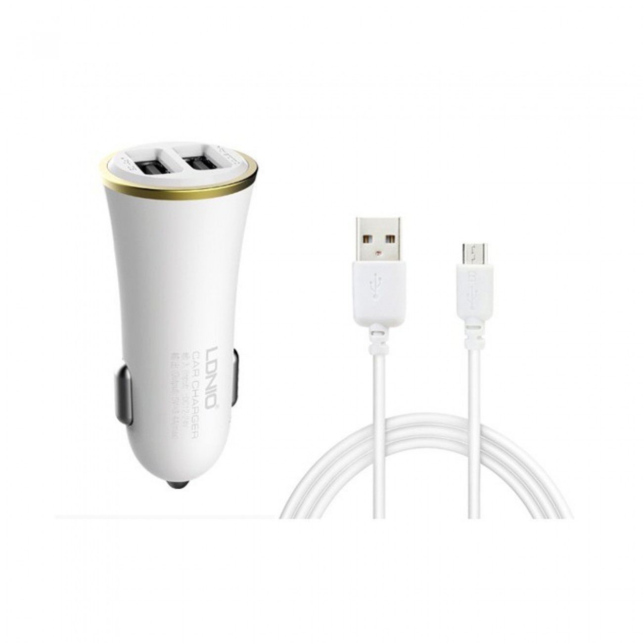 Зарядно устройство за кола LDNIO DL-C28, 3.4A, 2xUSB А(ж), с кабел от USB A към Micro USB, универсално, бял Зарядно у-во за кола LDNIO DL-C28, 3.4A, 2xUSB А(ж), с кабел от USB A към Micro USB, универсално, бял в Перални и Сушилни - | Alleop