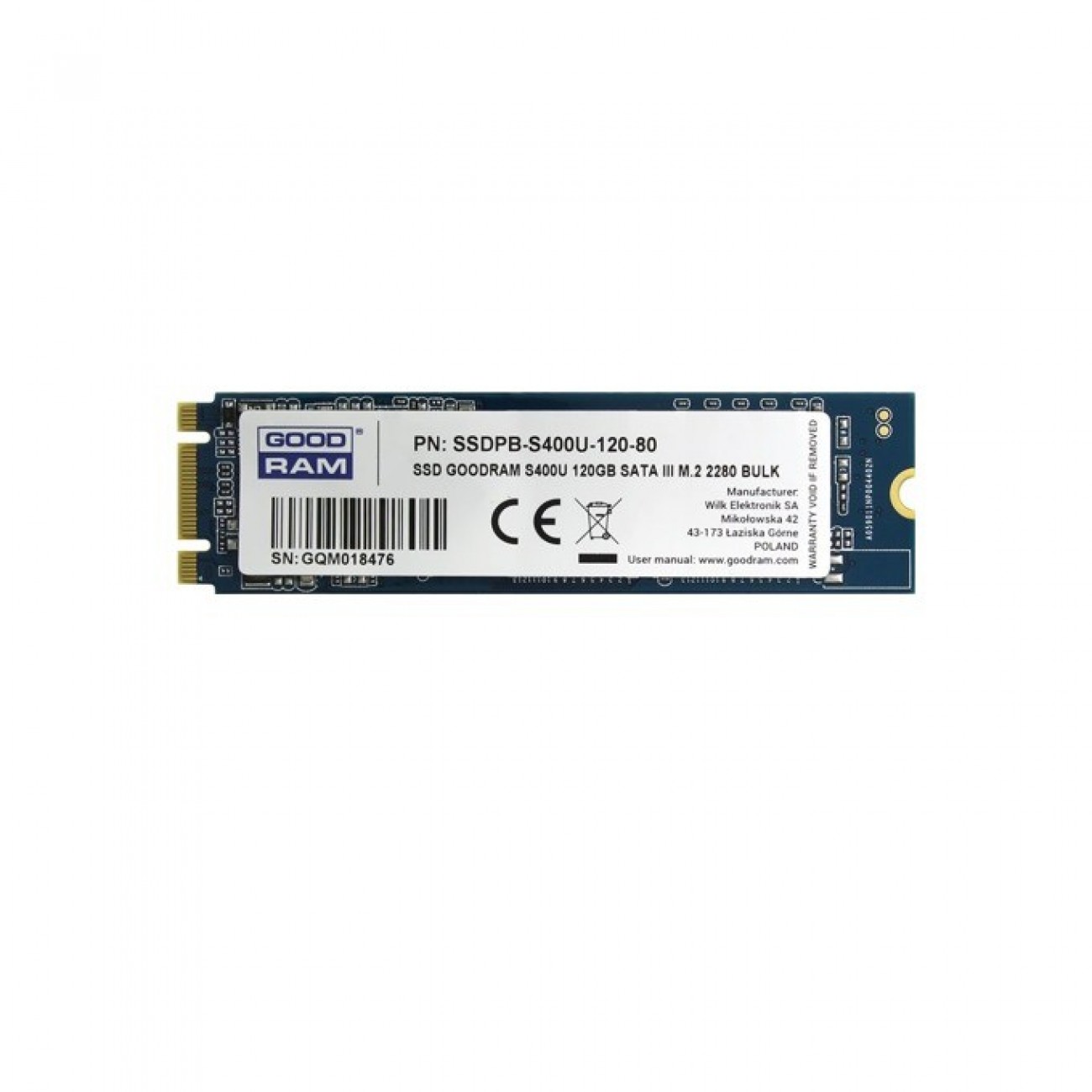 Памет SSD 120GB Goodram S400u SSDPR-S400U-120-80, SATA 6Gb/s, M.2 2280, скорост на четене 550 MB/s, скорост на запис 530MB/s SSD 120GB Goodram S400u SSDPR-S400U-120-80, SATA 6Gb/s, M.2 2280, скорост на четене 550 MB/s, скорост на запис 530MB/s в SSD дискове - | Alleop