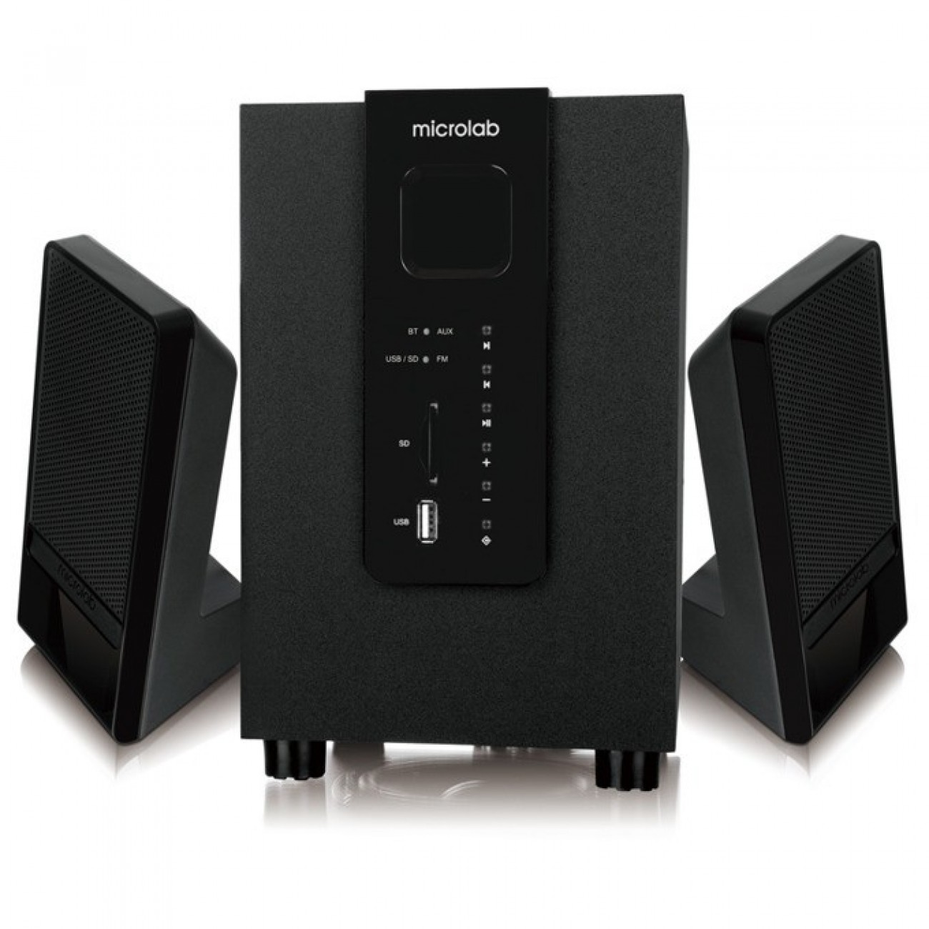 Тонколони Мicrolab M 100, 2.1, 10W RMS (2x 2.5W + 5W), 3.5mm jack, USB, Bluetooth, черни, SD card слот Тонколони Мicrolab M 100, 2.1, 10W RMS (2x 2.5W + 5W), 3.5mm jack, USB, Bluetooth, черни, SD card слот в Колони - | Alleop