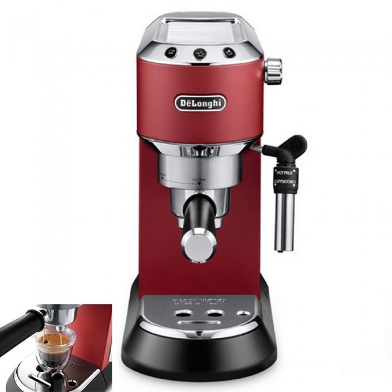 Кафемашина Delonghi EC 685.R, 1300W, 15 bar, Self-priming системата, Регулируема капучино система, Мобилен воден резервоар, червена Кафемашина Delonghi EC 685.R, 1300W, 15 bar, Self-priming системата, Регулируема капучино система, Мобилен воден резервоар, червена в Кафемашини - | Alleop