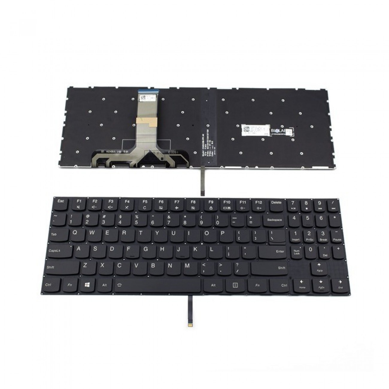 Клавиатура за лаптоп Lenovo, съвместима със серия Y720/Y520, US, без рамка, с подсветка, с черни бутони Клавиатура за лаптоп Lenovo, съвместима със серия Y720/Y520, US, без рамка, с подсветка, с черни бутони в Резервни части - OEM | Alleop
